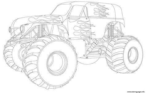 Free download 40 best quality 57 chevy coloring pages at getdrawings. Monster Truck Nice Fire Flames Cool Coloring Pages Printable