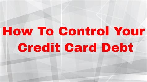 Creditors will do what they can to protect. How To Control Credit Card Debt (Above 700 Credit Series) - YouTube
