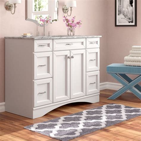 Master bathroom vanity with makeup area. Madi 48" Single Bathroom Vanity Set | Single bathroom vanity, Vanity set, Double vanity bathroom