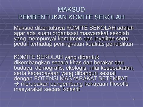 Menurut kamus dewan bahasa edisi terbitan pada tahun 2005, maksud masyarakat yang anda sedang cari definisi melibatkan perkataan tersebut adalah merujuk kepada kumpulan manusia. PPT - KOMITE SEKOLAH PowerPoint Presentation, free ...