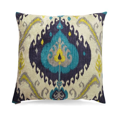 The center panel has hand stitched bead embroidery. Samarkand Peacock Pillow