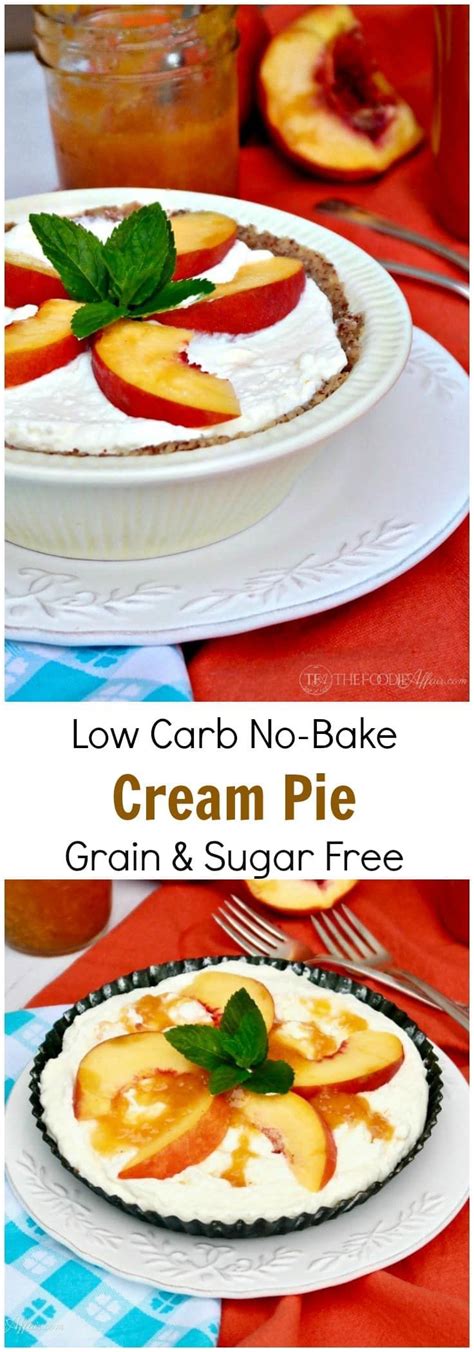 This is an incredible recipe of very tasty dessert with cream.this dessert very easy and air,it like it to all! Low Carb No Bake Cream Pie Topped with Peaches | Recipe | Yummy food dessert, Food, Fruit recipes