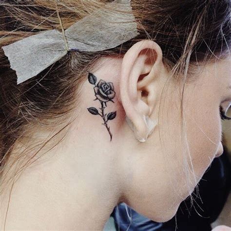 And those things are what's in fashion nowadays, just like the so called tribal tattoos in the late 90's. rumineely | Behind ear tattoos, Rose tattoo behind ear ...