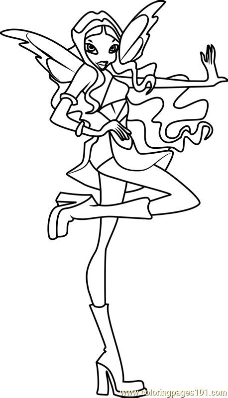 The stylish winx club coloring sheets are intended for little girls and are excellent for introducing them to the glamorous world of fashion. Aisha Winx Club Coloring Page for Kids - Free Winx Club ...