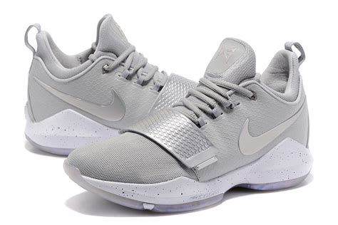 The largest nba shoes database. Nike Zoom PG 1 Paul George Men Basketball Shoes Silver Grey All White 878628 - Sepsale
