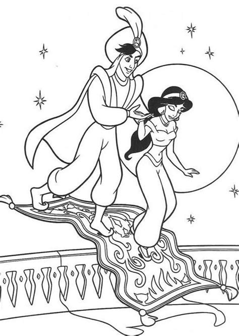 Print aladdin coloring pages for free and color our aladdin coloring! Jasmine Aladdin And Magic Carpet Coloring Pages - Coloring ...