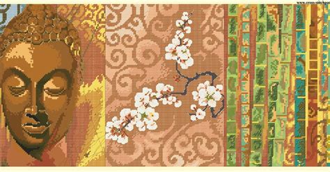 Serene buddha and lotus cross stitch pattern. buddha panel - Counted cross stitch patterns and charts