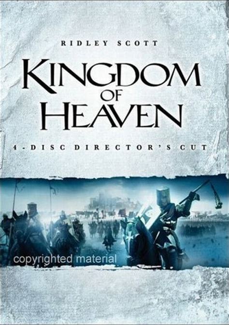 Director's cut is one of the rare cases that deserves the label, it is the cut scott wanted and with 45 minutes extra in the film, it's now a fully formed epic and without doubt a better film than the one the theatrical cut suggested. Kingdom Of Heaven: 4 Disc Director's Cut (DVD 2005) | DVD ...