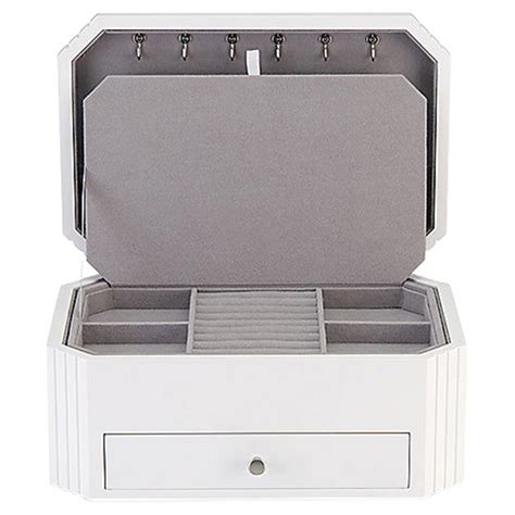 This beautiful jewelry box features a charming outer shell that opens to a soft pink interior with several compartments. Lenox Lea White Jewelry Box by Reed & Barton | Kathy Kuo Home