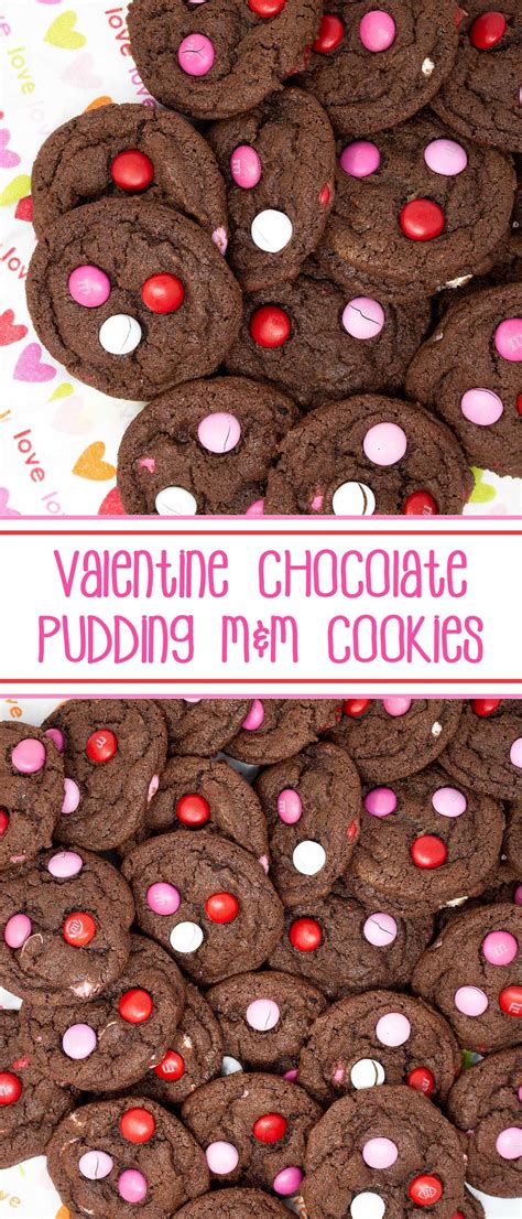 How to make these valentine's day cookies: Valentine Chocolate Pudding M&M Cookies - perfectly ...