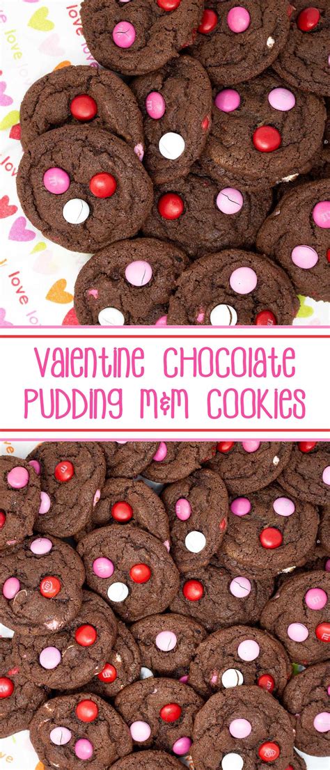 Line a baking sheet with parchment or silicone. Valentine Chocolate Pudding M&M Cookies - perfectly ...