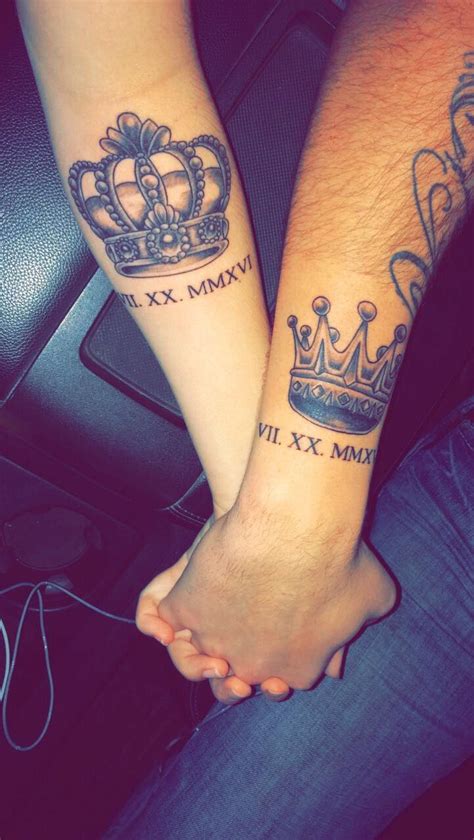 See more ideas about tattoos, couple tattoos, married couple tattoos. My husband and I got crown tattoos with the day we got ...