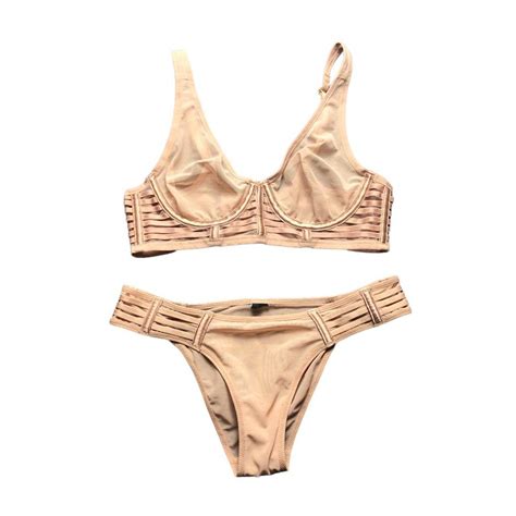 Victorias Secret Nude Lingerie Set with Mesh - Depop