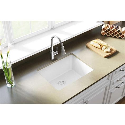 Farmhouse single basin kitchen sink, undermount, white polish ceramic average rating: Elkay Quartz Classic Undermount Composite 25 in. Single ...