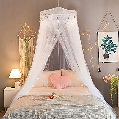 Most canopies i saw were from a sheer fabric, but i found these adorable ruffled white curtains at homegoods and knew they were the. Jeteven Princess Mosquito Net Lace Dome Bed Canopy for ...