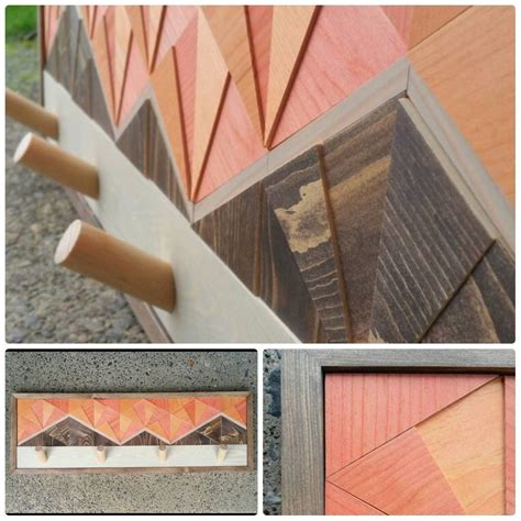 Shop cultivo geometric wood wall art. Wooden Coat Rack Geometric Mountain Art Coat Hooks Coat ...