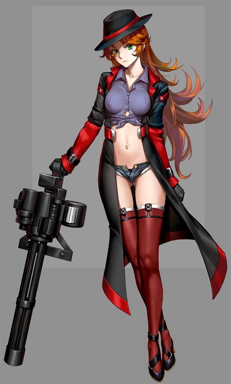 Crunchyroll robot girls neo adds two more cute characters. Wallpaper : illustration, gun, long hair, anime girls ...