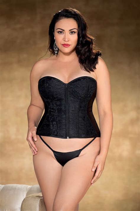 Plus 3 piece strapping lingerie set. Majestic Lace & Satin Overlay Plus Size Corset by Shirley ...