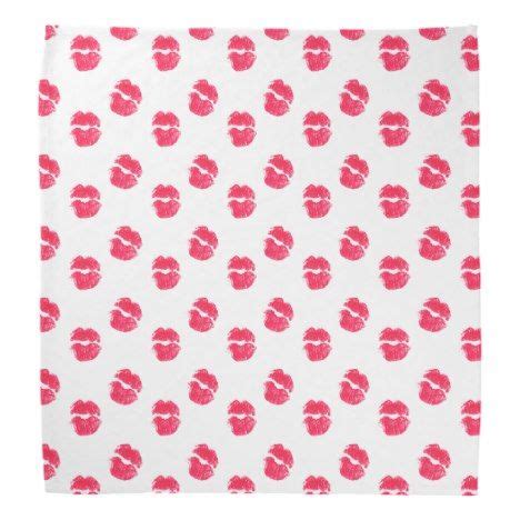 Red bandana, iconic, red lips, senior portrait photography. Red Lips Kiss Kisses Pattern Valentine's Day Love Bandana ...