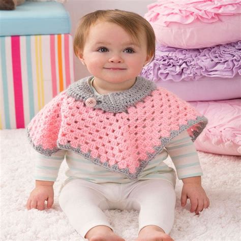 Crochet capes are a delightful mix of shawls, cardigans, and ponchos. Sweet Baby crocheted Poncho. Free pattern at redheart site ...