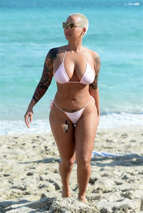 Amber pop, lock and drop it.hot! AMBER ROSE in Bikini at a Beach in Miami - HawtCelebs