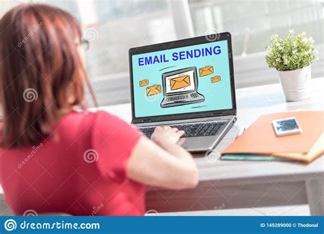 Email Sending Concept On A Laptop Screen Stock Photo - Image of send, screen: 145289000