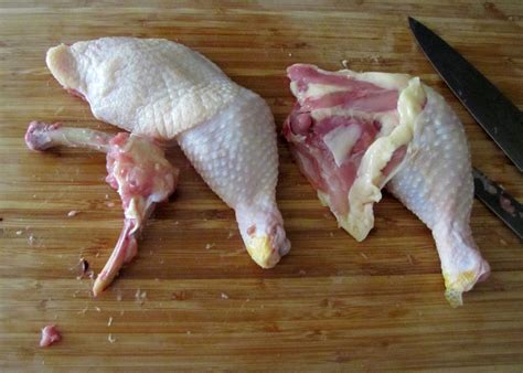 For the wings, hold the last 2 pinions so the exposed joint is uppermost and cut around the 11 lay out the chicken skin side down on a board, feel over the meat for any bones or cartilage and remove. Smells Like Food in Here: Bone Out Chicken Legs