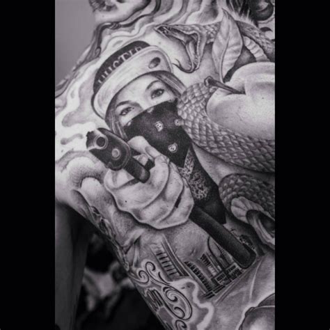 When it comes to gangster tattoos, men choose to incorporate everything from the iconic tommy gun to vintage ford model 18, and of course, styles that represent an artistic spirit for the art of bootlegging. 30+ Latest Gangsta Tattoo Designs | Gangsta tattoos ...