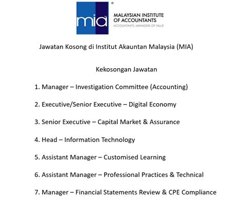 Portal kerjaya tvet malaysia memacu pemerkasaan dan penaikkan taraf tvet di malaysia, ke arah industri 4.0 pemerkasaan tvet kolej.my sebagai institut akauntan ktc cawangan johor bahru. Jawatan Kosong di Institut Akauntan Malaysia (MIA ...