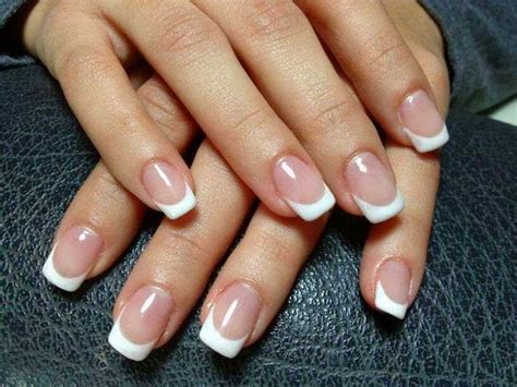 Gel natural classy french manicure. LED polish manicure in ombre on the natural nails; classic ...