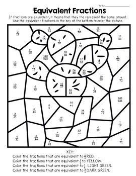 Free animal addition and subtraction coloring pages. Equivalent Fractions Color By Number | Equivalent ...