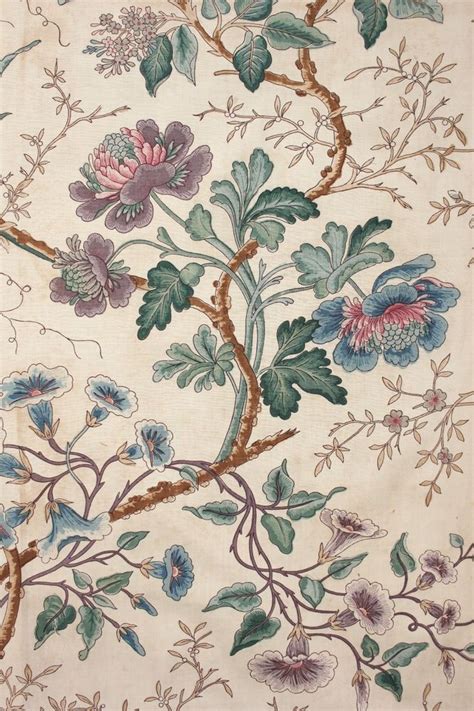 Be still my flower loving heart! Antique French printed chintz fabric Indienne 19th ...