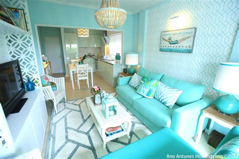 When putting together a creative space for the kids, don't shy away from bold. coastal inspired, beach house, seaside inspired, turquoise blue, aqua blue, turquoise sofa, aqua ...