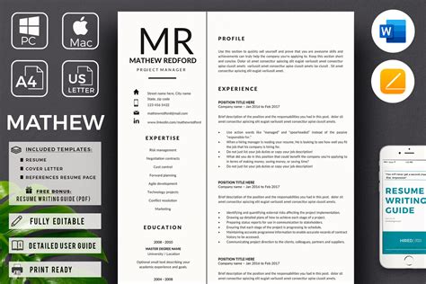 You can personalize its default look in a few clicks by. Minimalist Resume, CV for MS Word & Mac Pages. Project ...