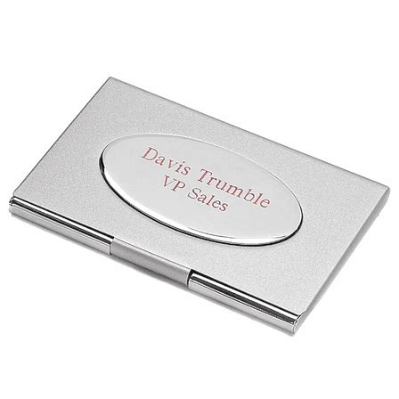 The offered card holder is crafted with latest machines & high grade material and available in several designs to gain. Silver Tone Engraved Business Card Holder with Oval Plate ...