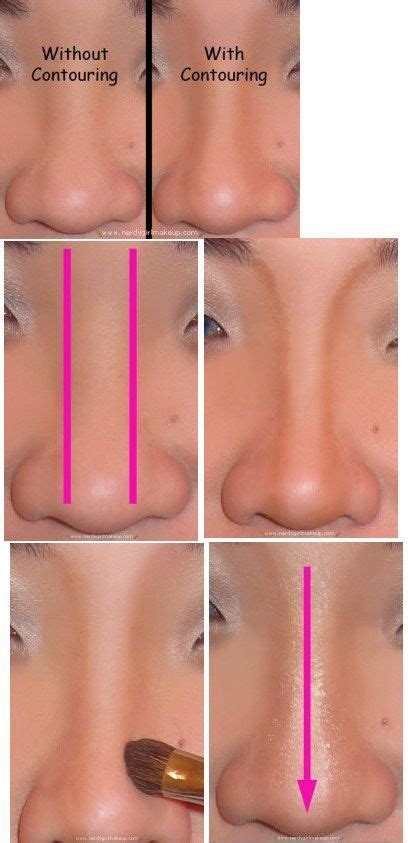 To contour your nose, you can use a strip of cardboard paper for a straight line. How To Contour Your Nose | Nose contouring, Contour makeup, Makeup tips