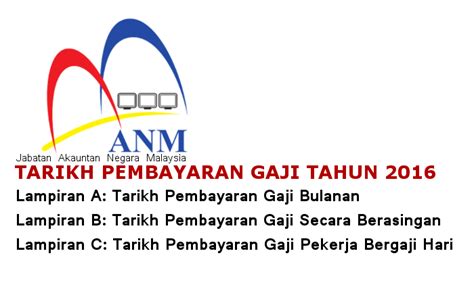 Jadual pembayaran gaji bulanan bagi tahun 2020 yang disertakan ini adalah rasmi diterbitkan menerusi portal rasmi jabatan akauntan negara ma. Gaji 2016 Tarikh dan Peraturan Pembayaran - Memoir of Insani