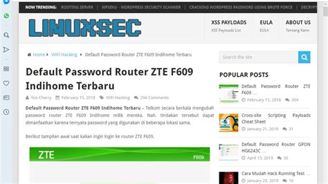 Find zte router passwords and usernames using this router password list for zte routers. Cara Mengetahui Password Zte F609 / Cara Mengetahui Password Admin Modem Zte F609 | Untuk ...