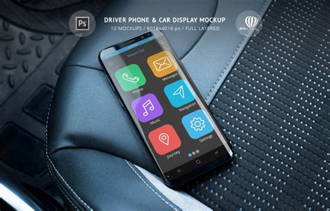 How big is a high res car mockup? Driver Phone & Car Display Mockup - RSplaneta - Graphic Design