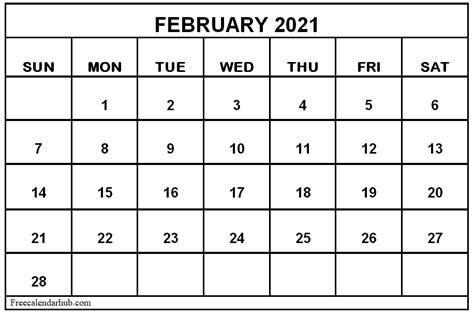 Monday tuesday wednesday thursday friday. 10+ Free Printable February 2021 Calendar in Word, Excel & PDF