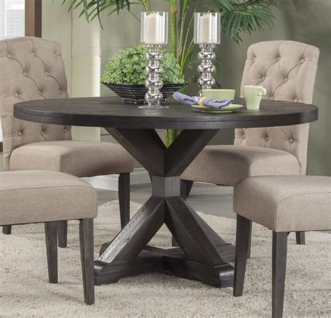 Chadoni gray rectangular extendable dining room set d. Alpine Furniture Newberry Round Dining Table in Salvaged ...