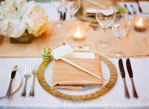 Blue and gold table setting. Gold and Champagne Reception Table Setting - Elizabeth ...