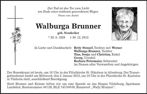 Die besten pinnwände von tina brunner. Traueranzeige (347714) - Familienanzeigen / Todesanzeigen ...