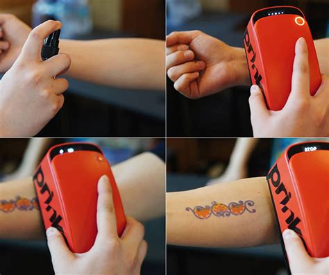 Put the cover of oprah's book of the month on your knee. The Prinker Is a Device That Prints Temporary Tattoos on Skin