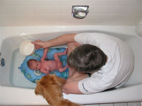 I was in the bath on my own, very young. Parker's Place: Your first real bath.