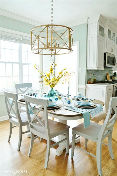 Dick's sporting goods logo chair: Aqua and Yellow Coastal Easter Tablescape - Sand and Sisal