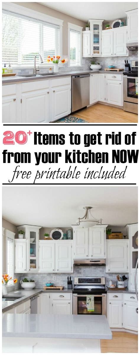 When you declutter your kitchen and figure out how to organize your kitchen cabinets, you no longer have to sort through the plates, cups, pots and pans, or small. 20 Things to Declutter from the Kitchen - Clean and ...