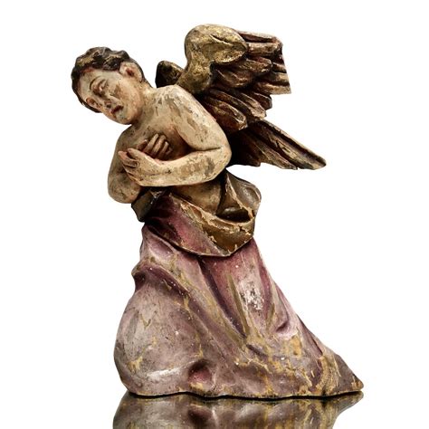 Antique Italian Angels, A Stunning Pair Of Extremely Rare Hand Carved And Painted Wood Angels ...