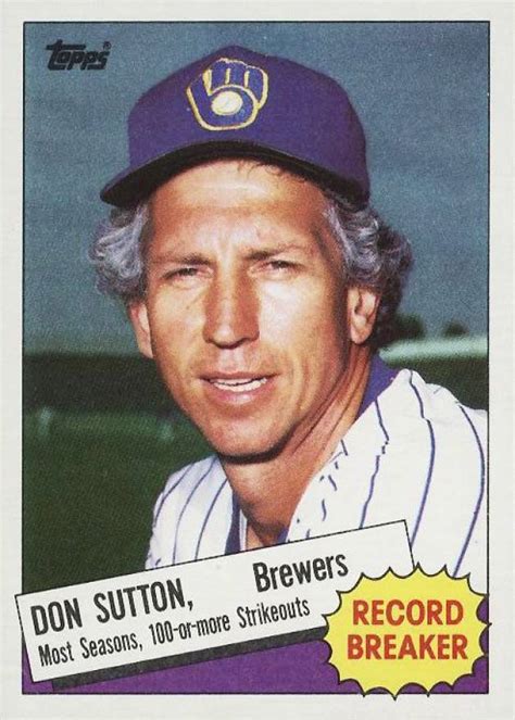 The athlete was inducted into the baseball hall of fame in 1998. 1985 Topps Don Sutton (Record Breaker) #10 Baseball - VCP ...