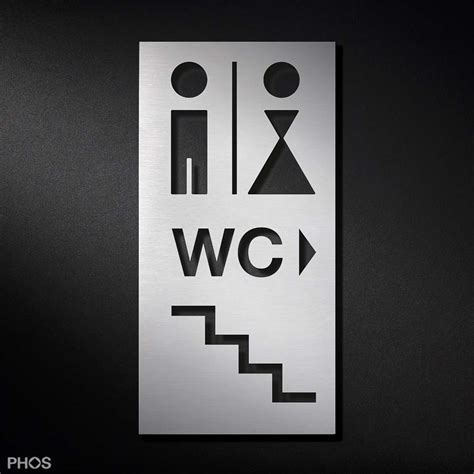 Wc schild pfeil drucken : WC-Schild aus Edelstahl